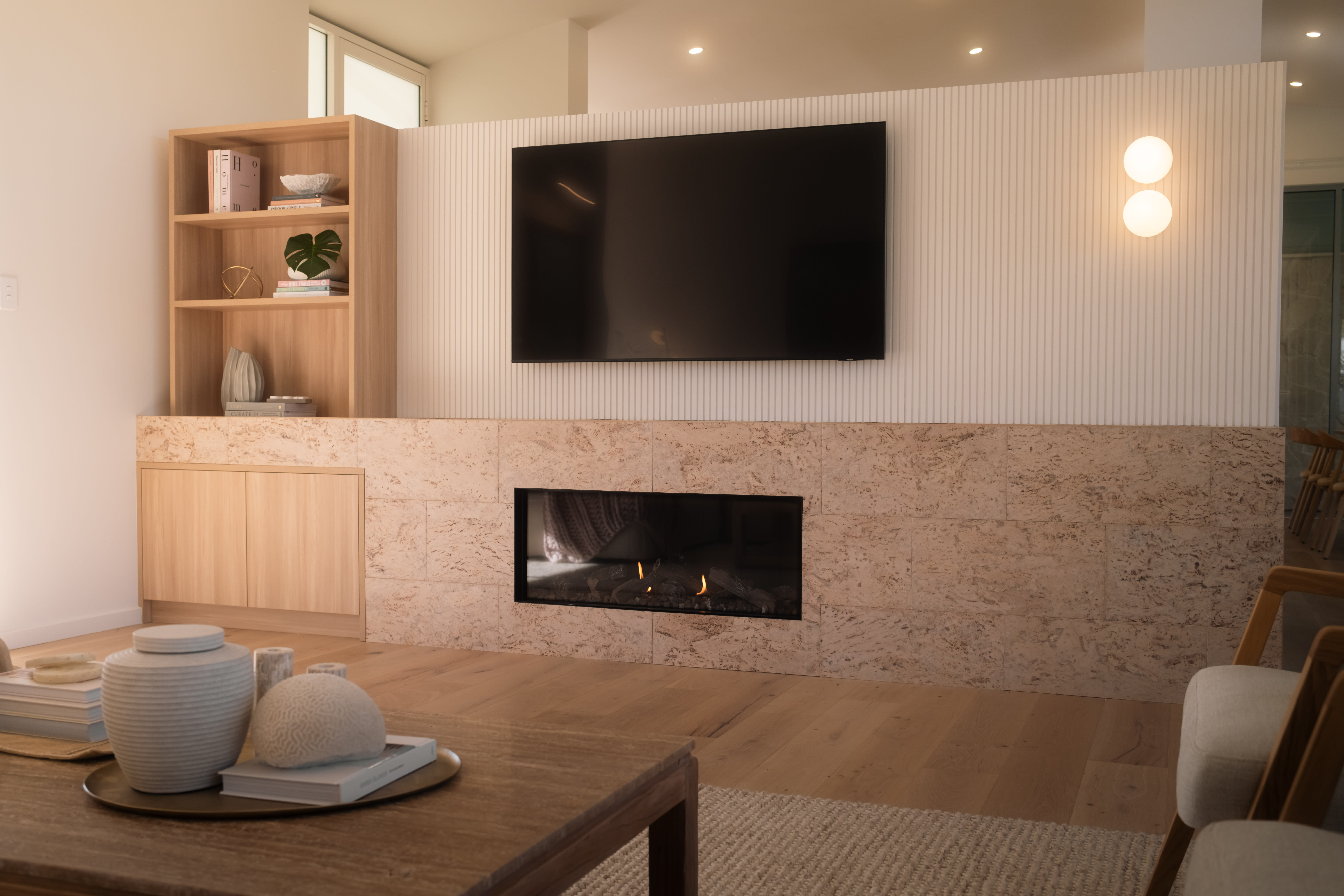 Ryde Plank flooring from the Havwoods V Collection elegantly anchors the diverse elements incorporated into the project.